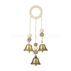 Iron Witch Bells Protection for Door Knob Hanger, with Leopard Print Wood Beads, for Boho Home Room Kitchen Decor, Antique Bronze, 225mm, Hole: 34mm(HJEW-JM00916)