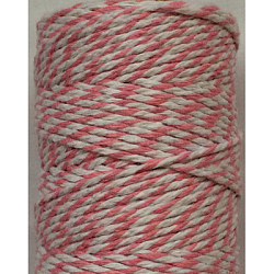 Macrame Cotton Cord, Twisted Cotton Rope, Dyed, for Crafts, Gift Wrapping, Salmon, 2mm, about 10.93 yards(10m)/roll(OCOR-L039-D04)