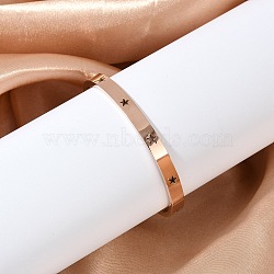 Hollow Star 304 Stainless Steel Hinged Bangles, Ion Plating(IP), Rose Gold, Inner Diameter: 2-3/8 inch(5.95cm)(BJEW-L610-20RG)