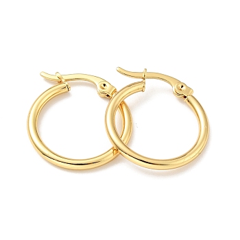 Vacuum Plating 201 Stainless Steel Hoop Earrings with 304 Stainless Steel Pins for Women, Golden, 20x2mm, Pin: 0.6mm