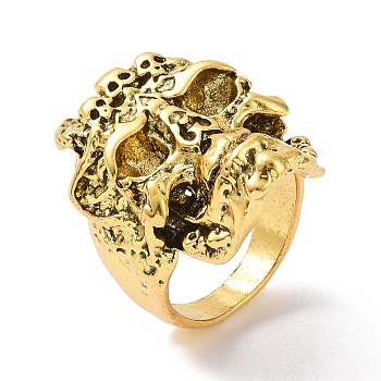 Retro Alloy Skull Finger Ring, Gothic Jewelry for Men Women, Antique Golden, US Size 9(18.9mm)