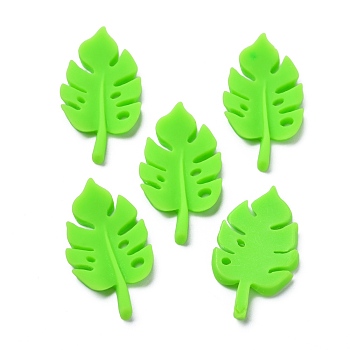 Opaque Resin Cabochons, for DIY Decoration, Leaf, Lime, 31x17.5x3.5mm
