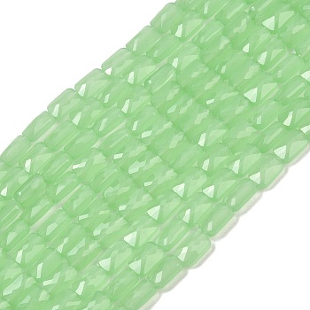 Imitation Jade Glass Beads Strands, Rectangle, Faceted, Lime Green, 7x4.5x3.5mm, Hole: 0.9mm, about 79~80pcs/strand, 21.65''~22.24''(55~56.5cm)