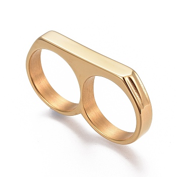 304 Stainless Steel Finger Rings, Double Rings, Golden, Size 11, 20.5mm