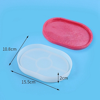 Oval DIY Food Grade Silicone Coaster Molds, For DIY Cup Mat Decoration, UV Resin & Epoxy Resin Jewelry Making, Oval, White, 155x108x20mm