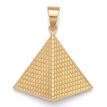 304 Stainless Steel Pendants, Pyramid, Golden, 44x45x6mm, Hole: 8x11.5mm