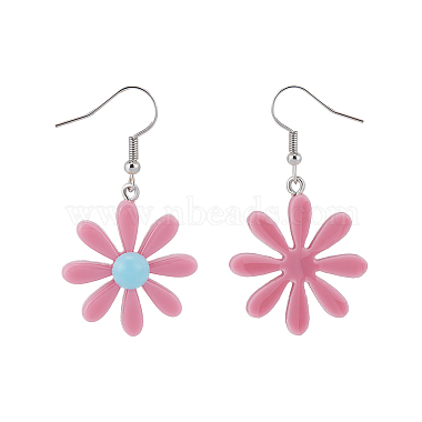 8 Pairs 8 Colors Daisy Flower Resin Dangle Earrings(EJEW-AN0001-35)-3