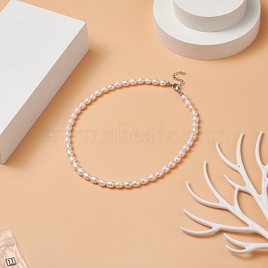Natural Pearl Beaded Necklace with 304 Stainless Steel Clasp for Women(NJEW-JN04143)-2