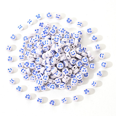 Dodger Blue Flat Round Acrylic Beads