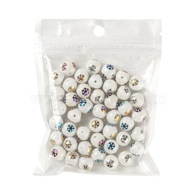 50Pcs 5 Colors Christmas Opaque Glass Beads(EGLA-FS0001-05)-7