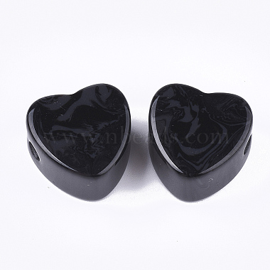 18mm Black Heart Resin Beads