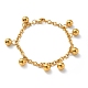 Placage sous vide 201 bracelet à breloques perles rondes en acier inoxydable avec 304 chaînes en acier inoxydable pour femme(BJEW-E108-07G)-1