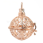 Rack Plating Brass Cage Pendants, For Chime Ball Pendant Necklaces Making, Hollow Round, Light Gold, 33x30x25mm, Hole: 5mm, inner measure: 20mm(X-KK-Q402-01KC)