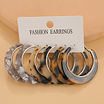 Acrylic Hoop Earrings, Ring with Pattern, Platinum, Mixed Color, 45mm, 3pairs/set(FS-WG995C7-10)