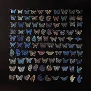 Butterfly PET Waterproof Laser Stickers Sets, Adhesive Decals for DIY Scrapbooking, Photo Album Decoration, Colorful, 41~66x49~69x0.1mm, 100pcs/bag(STIC-P002-02)