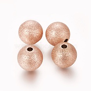 Ion Plating(IP) 304 Stainless Steel Textured Beads, Round, Rose Gold, 10mm, Hole: 1.8mm(STAS-F217-10RG)