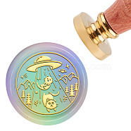 Brass Wax Seal Stamp with Handle, for DIY Scrapbooking, Cat Pattern, 3.5x1.18 inch(8.9x3cm)(AJEW-WH0184-0268)