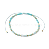 Bohemian Style Natural Amazonite & Glass Braided Bead Bracelet, Inner Diameter: 2~3-1/8 inch(5~7.95cm)(BJEW-JB10136-02)