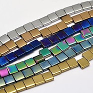 Electroplate Non-magnetic Synthetic Hematite Beads Strands, Square, Smooth, Mixed Color, 5x5x2mm, Hole: 1mmabout 80pcs/strand, 15.7 inch(G-I175-16)