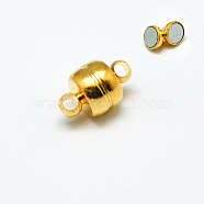 Alloy Magnetic Clasps with Loops, Rondelle, Golden, 12x7mm, Hole: 1.8mm(MC016)