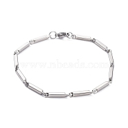 Unisex 201 Stainless Steel Bar Link Chain Bracelets, with Lobster Claw Clasps, Stainless Steel Color, 8 inch(20.2cm), 2.5mm(BJEW-L637-42B-P)