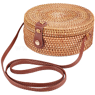 Boho Women's Straw Knitted Bag, Summer Beach Purse Crossbody Bag, with PU Leather Belt, Peru, 77.5cm(AJEW-WH0348-21)