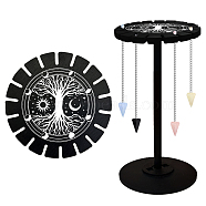 Wooden Wheel, Wooden Display Shelf, Black Holder Stand, Rustic Divination Pendulum Storage Rack, Witch Stuff, Tree of Life, Wheel: 120x8mm, 2pcs, Studdle: 288x12mm, 1pc(DJEW-WH0046-076)