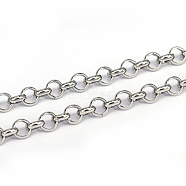 304 Stainless Steel Rolo Chains, Belcher Chains, Unwelded, Stainless Steel Color, 5x1.5mm(CHS-L001-28-5mm)