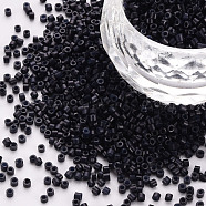 Glass Cylinder Beads, Seed Beads, Baking Paint, Round Hole, Black, 1.5~2x1~2mm, Hole: 0.8mm, about 45000pcs/bag, about 1pound/bag(SEED-S047-A-016)