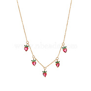 Stainless Steel Bib Necklaces, Strawberry, Golden, 17.72 inch(45cm)(PK6583)