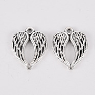 Tibetan Style Alloy Pendants, Lead Free & Cadmium Free, Wing, Antique Silver, 21.5x17x2mm, Hole: 1.6mm(X-TIBE-N010-56AS-RS)