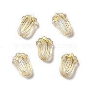 Transparent Acrylic Beads, Golden Metal Enlaced, Flower, Gold, 12x8x5mm, Hole: 1.2mm, about 2020pcs/500g(MACR-J123-39)