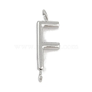 304 Stainless Steel Letter Connector Charms, Stainless Steel Color, Letter F, 12x3.5x2mm, Hole: 1.2mm(STAS-M108-01P-06)