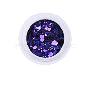 Hexagon Shining Nail Art Decoration Accessories, with Glitter Powder and Sequins, DIY Sparkly Paillette Tips Nail, Indigo, Powder: 0.1~0.5x0.1~0.5mm, Sequin: 0.5~3.5x0.5~3.5mm, about 0.7g/box(MRMJ-T063-545E)