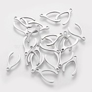 201 Stainless Steel Charms, Wishbone, Stainless Steel Color, 14.2x9x1mm, Hole: 1.5mm(STAS-Q201-T162)