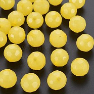 Imitation Jelly Acrylic Beads, Faceted, Round, Yellow, 16.5x16mm, Hole: 2.5mm, about 288pcs/500g(MACR-S373-97C-E07)