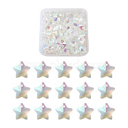Glass Pendants, Faceted Christmas Star, Clear AB, 13x7mm, Hole: 1mm, 100pcs/box(RGLA-CD0001-01)