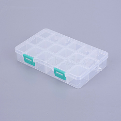 Organizer Storage Plastic Box, Adjustable Dividers Boxes, Rectangle, White, 16.5x10.8x3cm, compartment: 3x2.5cm, 18 compartment/box(X-CON-X0002-03)