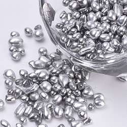 Plated Glass Seed Beads, For Nail Art Decoration, No Hole/Undrilled, Chip, Silver, 1.5~5x1.5~2x1.5~2mm(SEED-Q030-B-01)