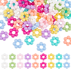 Elite 72Pcs 9 Colors Plastic Beads, for Earring Making, Flower, Mixed Color, 15.5x17x6mm, Hole: 2mm, 8pcs/color(KY-PH0001-58)