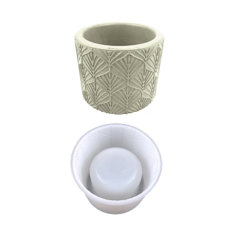 Column Flower Pot Silicone Molds, Resin Casting Molds, for UV Resin, Epoxy Resin Craft Making, Leaf Pattern, 104x80mm, Inner Diameter: 76mm