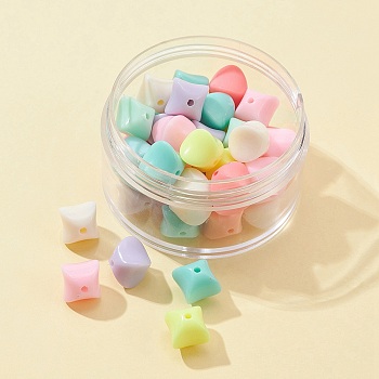42Pcs Opaque Acrylic Beads, Square, Mixed Color, 11.5x10x10mm, Hole: 2mm