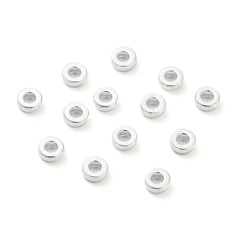 Brass Spacer Beads, Donut, 925 Sterling Silver Plated, 3x1mm, Hole: 1mm