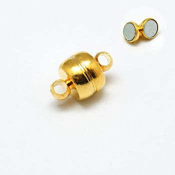 Alloy Magnetic Clasps with Loops, Rondelle, Golden, 12x7mm, Hole: 1.8mm
