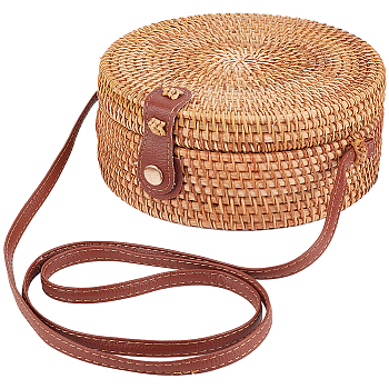 Boho Women's Straw Knitted Bag, Summer Beach Purse Crossbody Bag, with PU Leather Belt, Peru, 77.5cm