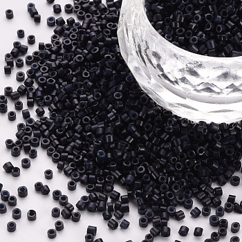 Glass Cylinder Beads, Seed Beads, Baking Paint, Round Hole, Black, 1.5~2x1~2mm, Hole: 0.8mm, about 45000pcs/bag, about 1pound/bag