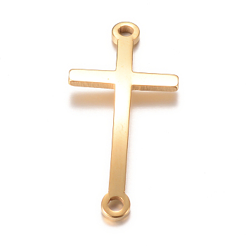 201 Stainless Steel Links connectors, Latin Cross, Golden, 24.5x11.5x1mm, Hole: 1.5mm