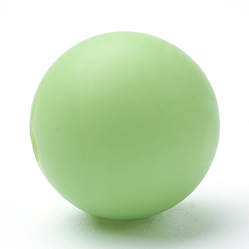 Food Grade Eco-Friendly Silicone Beads, Round, Lawn Green, 12mm, Hole: 2mm