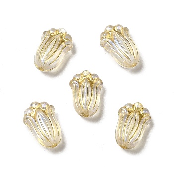 Transparent Acrylic Beads, Golden Metal Enlaced, Flower, Gold, 12x8x5mm, Hole: 1.2mm, about 2020pcs/500g
