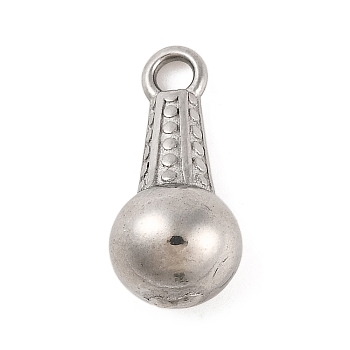 Non-Tarnish 304 Stainless Steel Pendants, Teardrop Charm, Stainless Steel Color, 15x7mm, Hole: 2mm